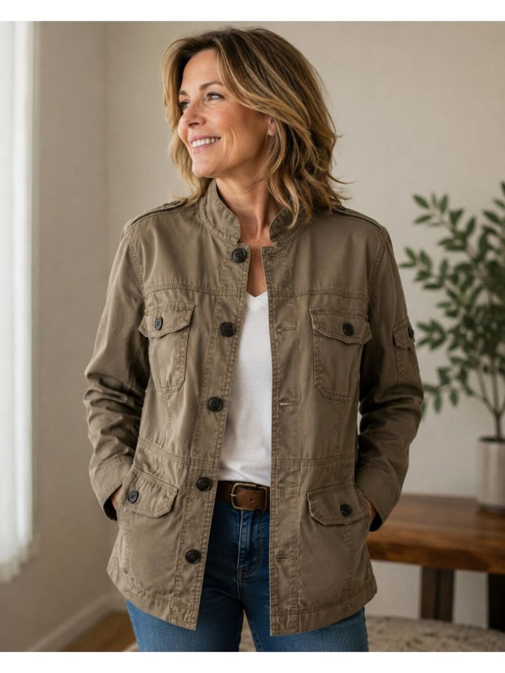 Jacket Safari Utility Khaki Military Field Cargo Gorpcore Sonoma Women's Size XL